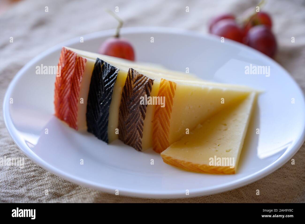 Cheese collection, variety of Spanish manchego cheese made from cow and