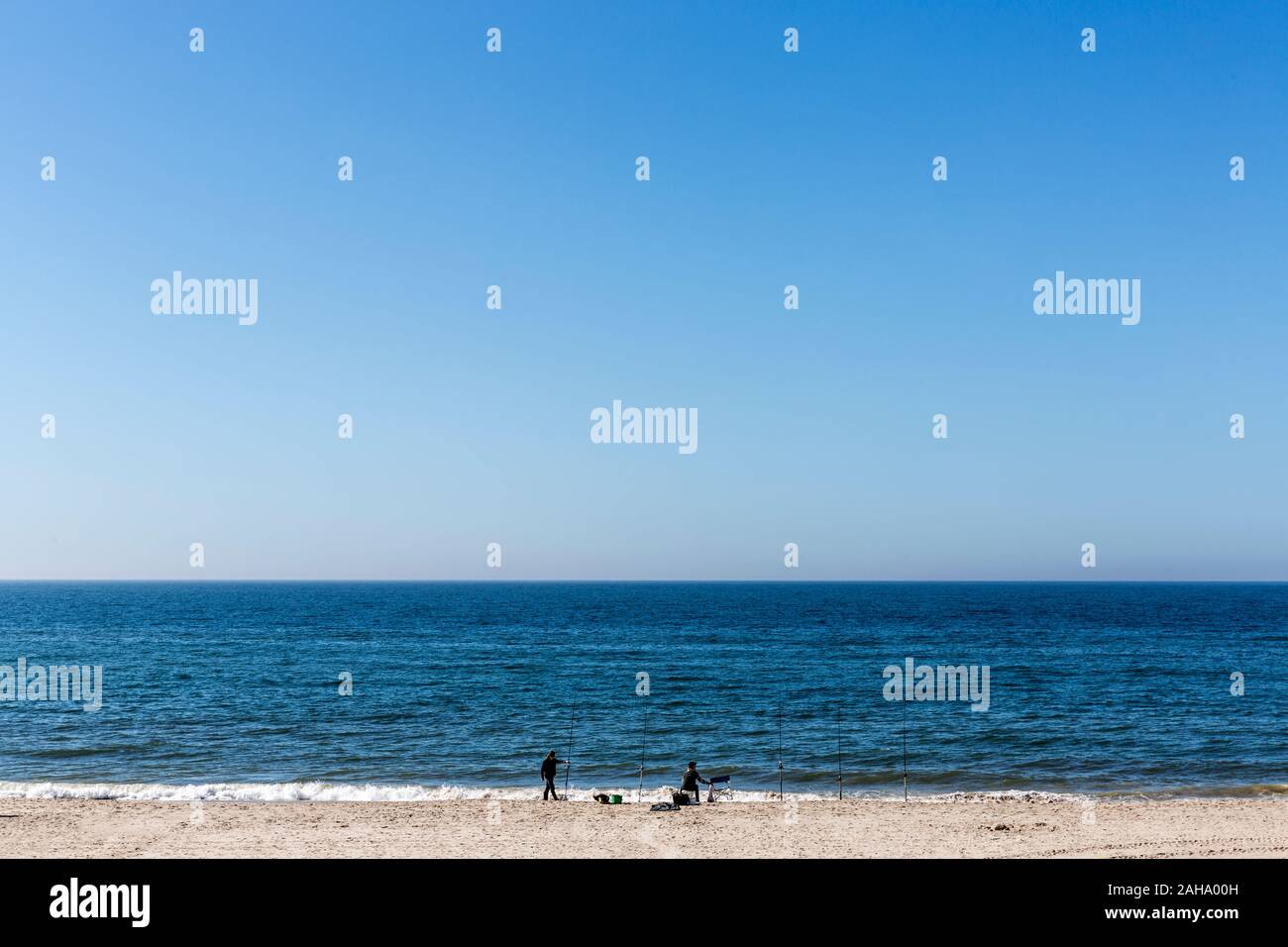 Strand, Meer, Horizont, Angler, Wenningstedt, Sylt Stock Photo