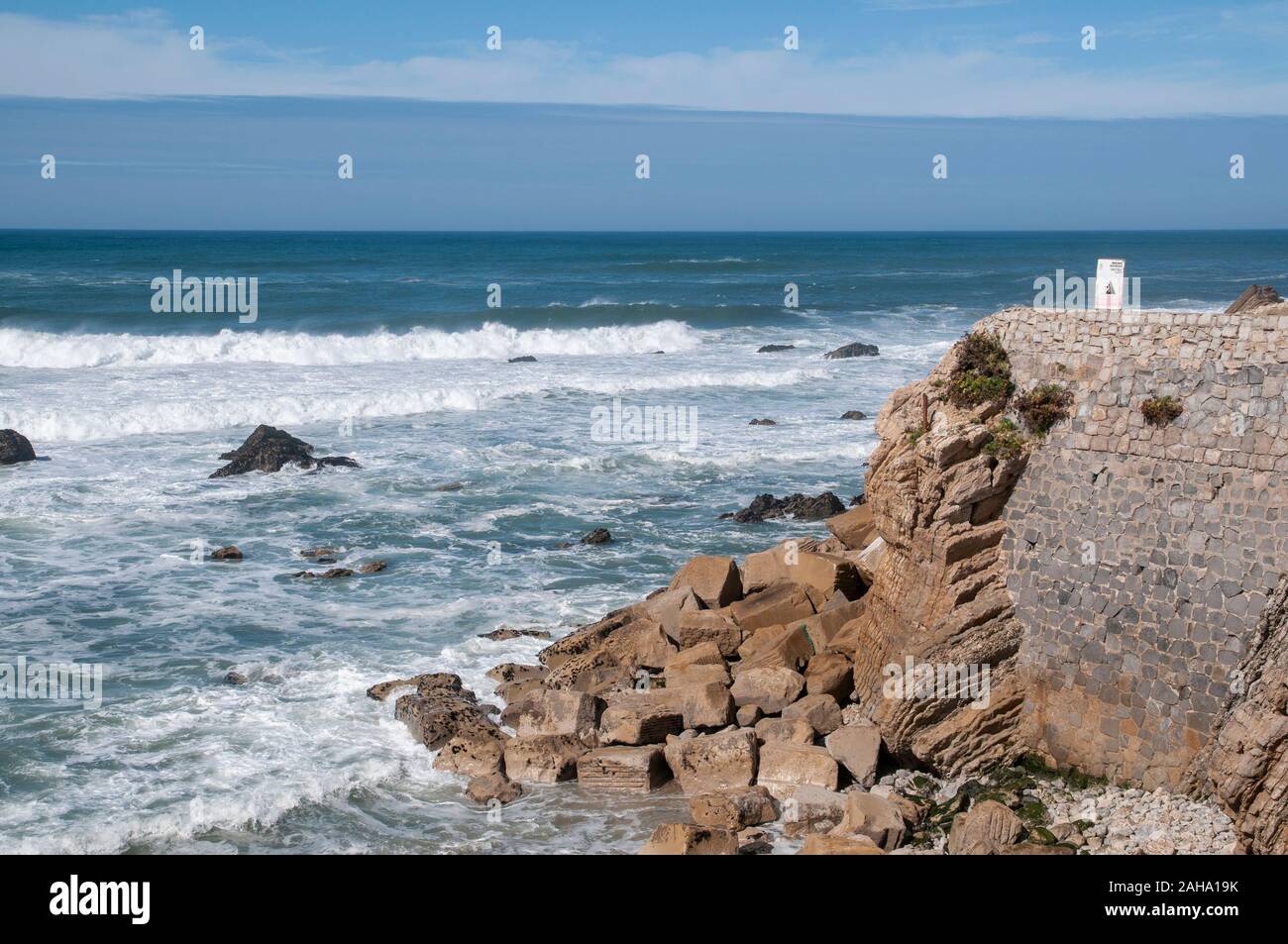 Seascape of the Atlantic Ocean at Sao Pedro de Moel, Portugal Stock Photo