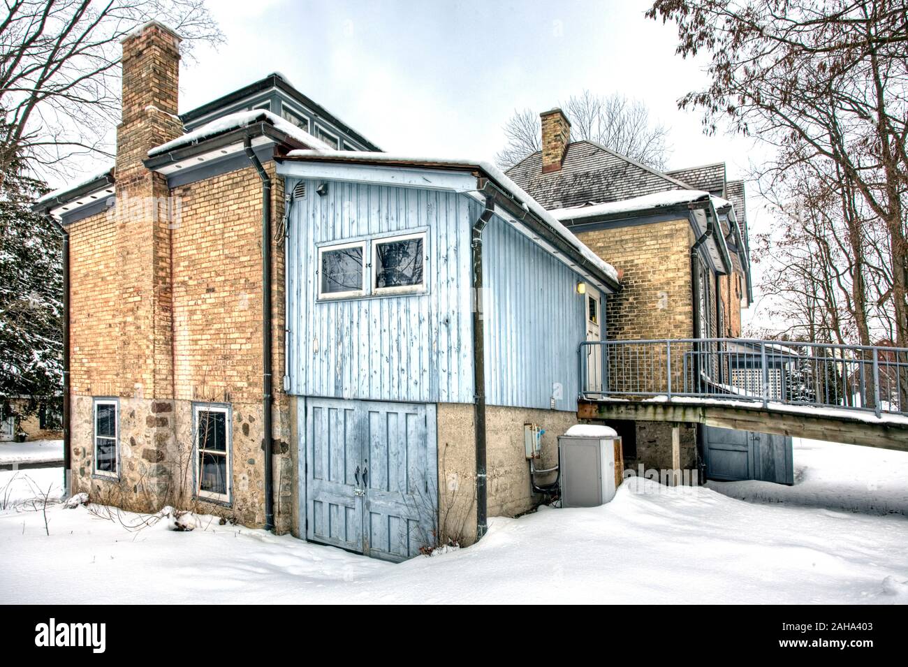 The Historic Homer Watson House in Kitchener, Ontario in winter Stock Photo
