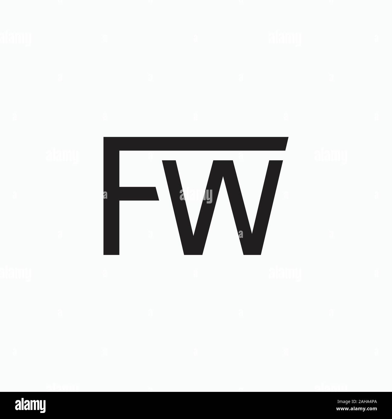 Initial letter fw or wf logo design template Stock Vector