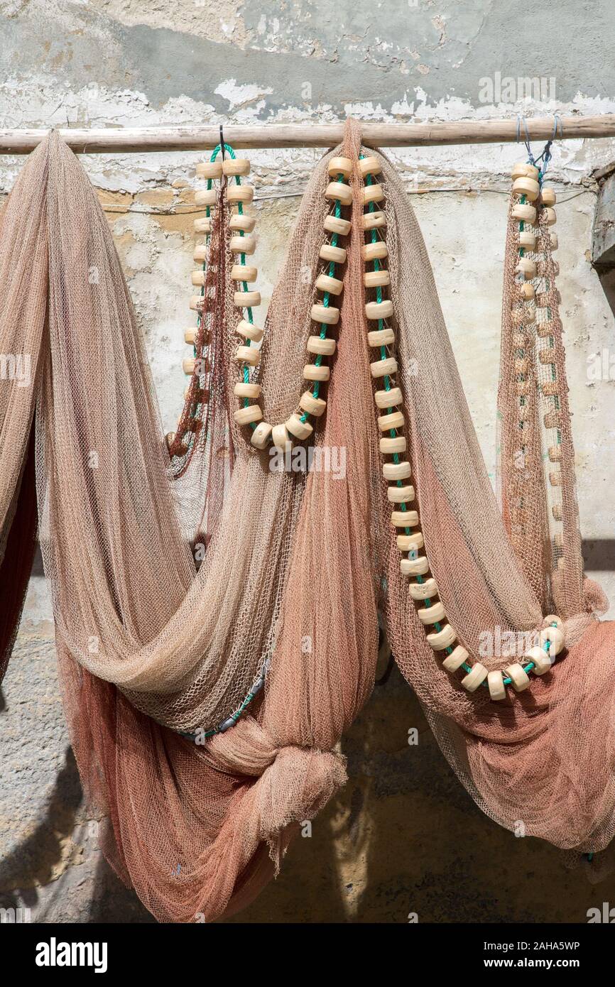 Fishing Nets Hanging aginst Wall Stock Photo Alamy