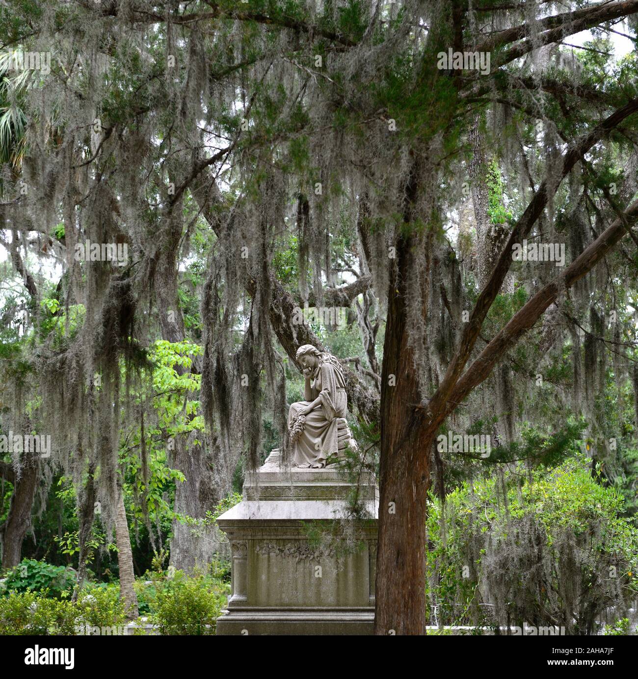 bonaventure cemetery,pensive angel statue,grave,Graveyard,graves
