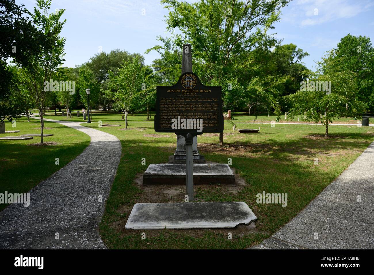 Joseph Vallence Bevan grave,grave site,burial site,historical marker,Colonial Park Cemetery,Savannah,Georgia,historic cemetery,burial ground,graves,gr Stock Photo