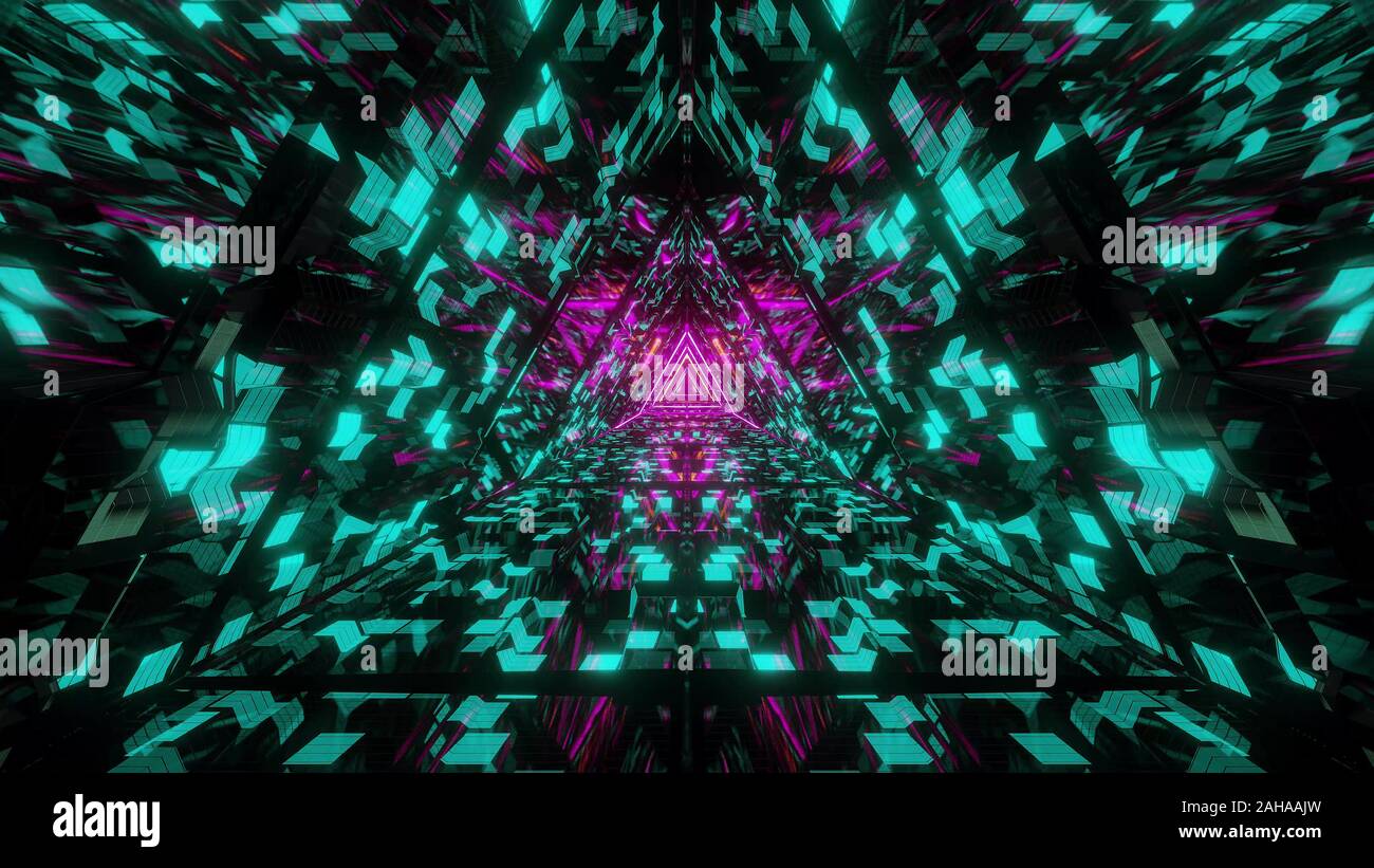 abstract triangle glass design artwork with brick texture and glowing ...
