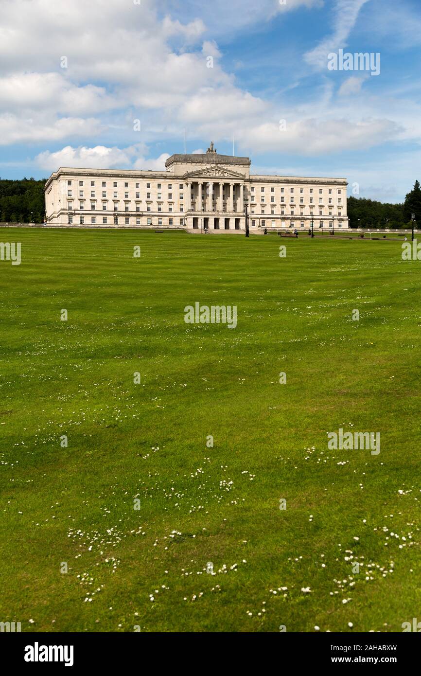 15.07.2019, Belfast, Northern Ireland, Great Britain - Stormont Castle, seat of the Northern Ireland Assembly and government of Northern Ireland, when Stock Photo