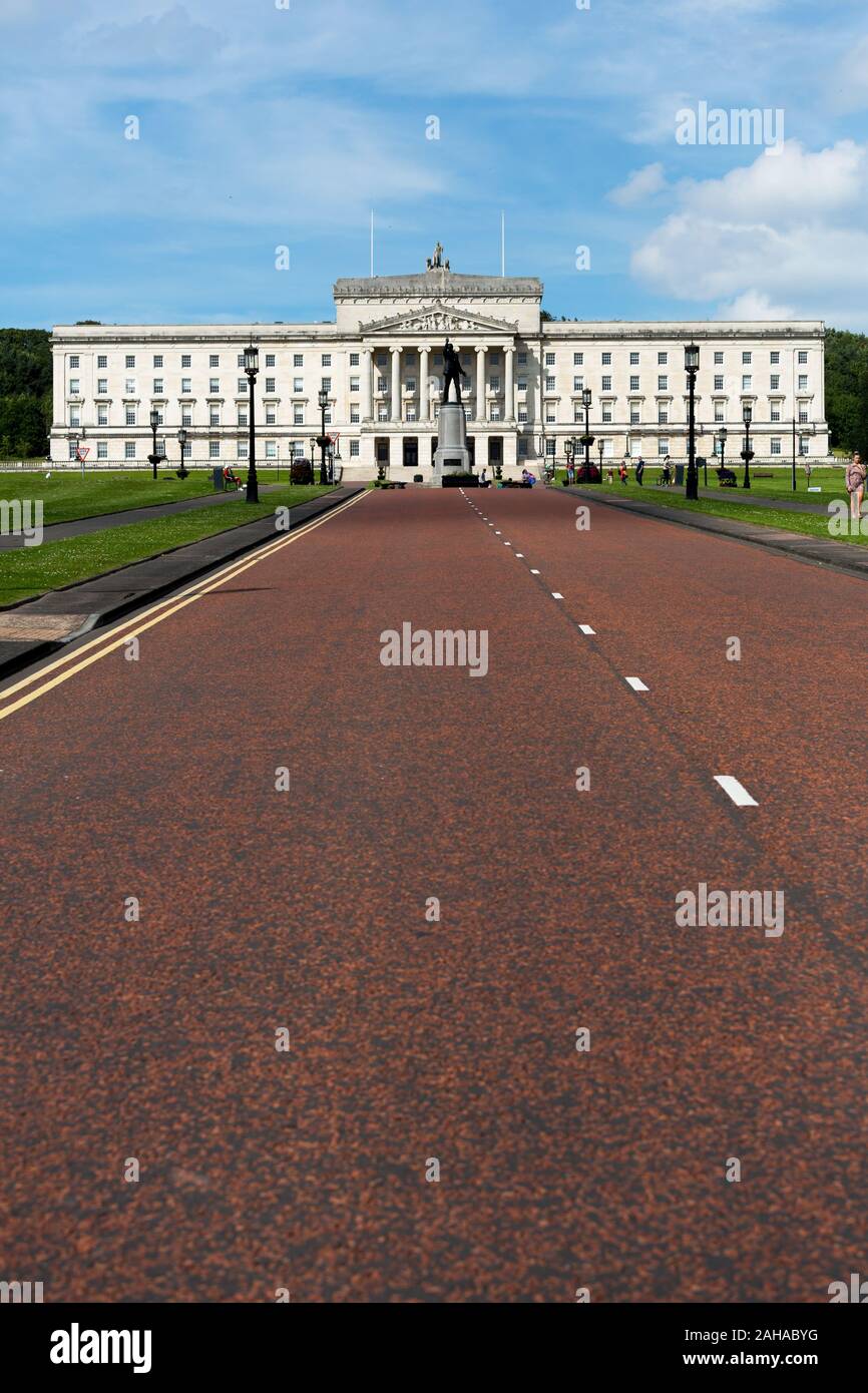 15.07.2019, Belfast, Northern Ireland, Great Britain - Stormont Castle, seat of the Northern Ireland Assembly and government of Northern Ireland, when Stock Photo