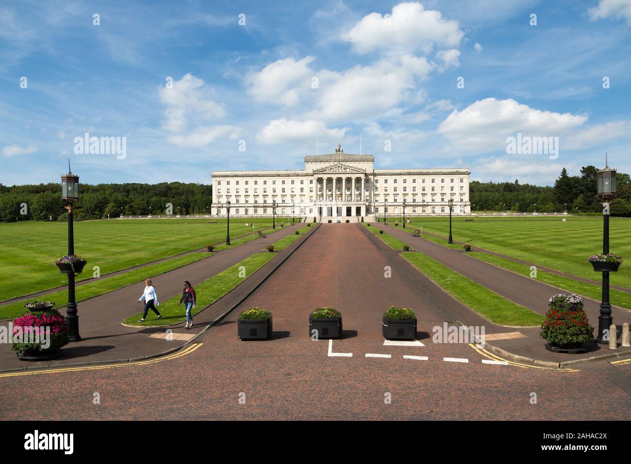 15.07.2019, Belfast, Northern Ireland, Great Britain - Stormont Castle, seat of the Northern Ireland Assembly and government of Northern Ireland, when Stock Photo