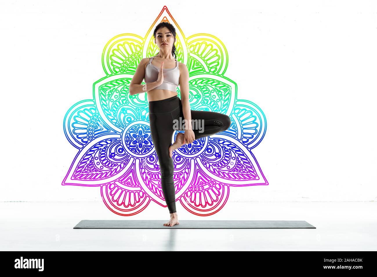Yoga Girl. Yoga Vibes Colorful Concept Poster Stock Photo, Picture and  Royalty Free Image. Image 110526867.