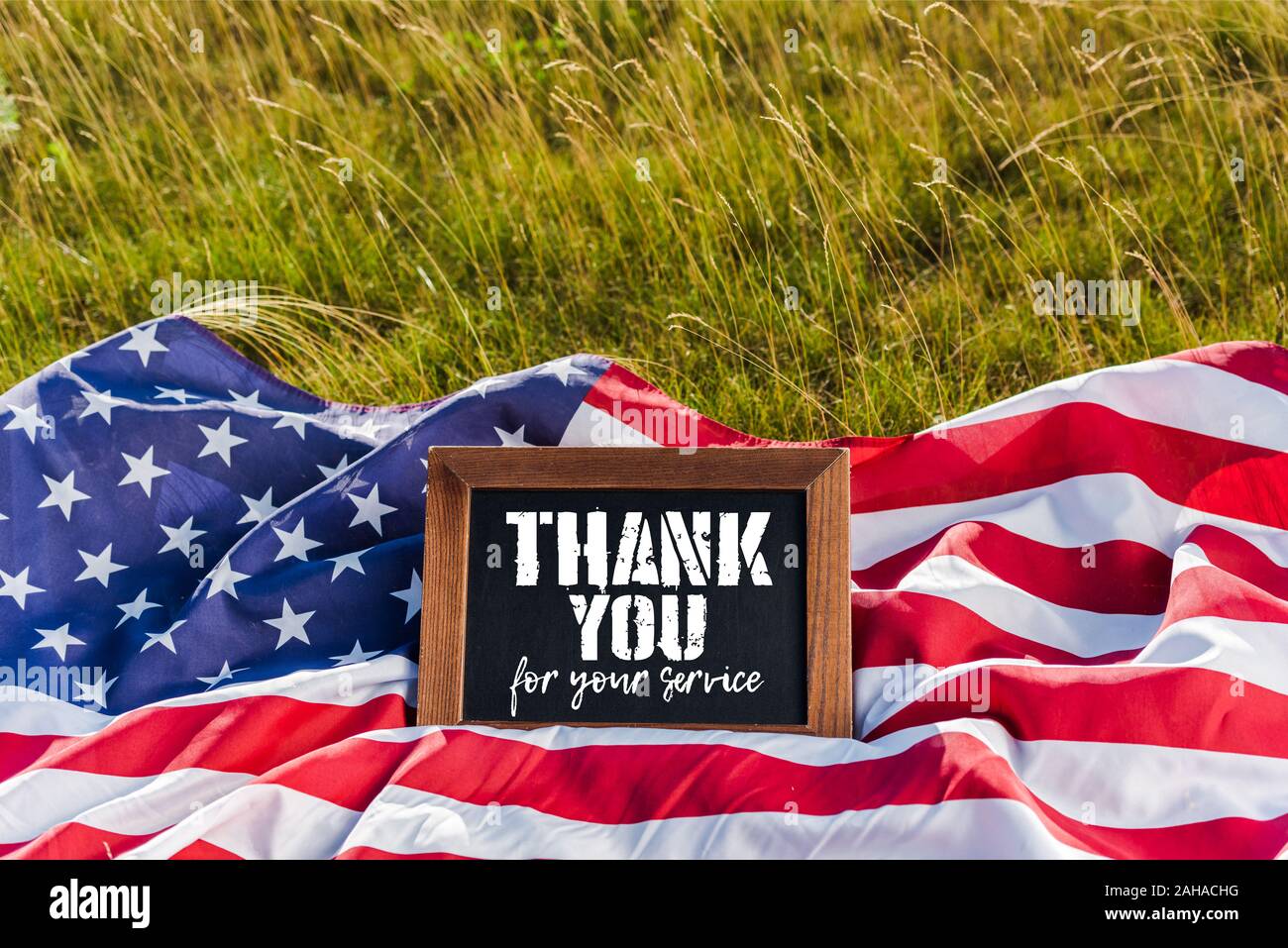 chalkboard with thank you for your service illustration on american ...