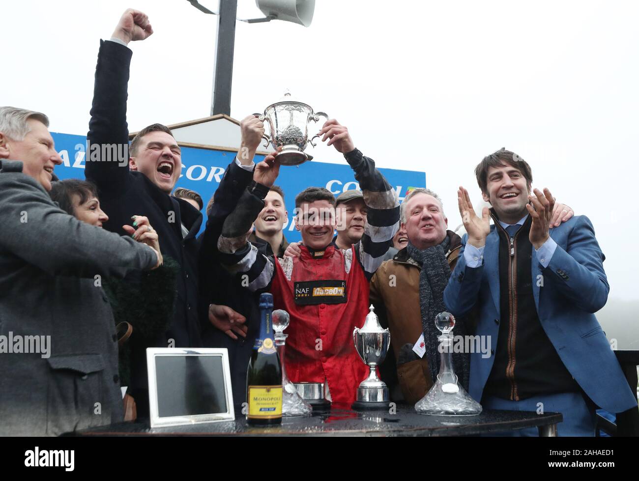 Jack Tudor celebrates his victory on Potters Corner in the Coral Welsh