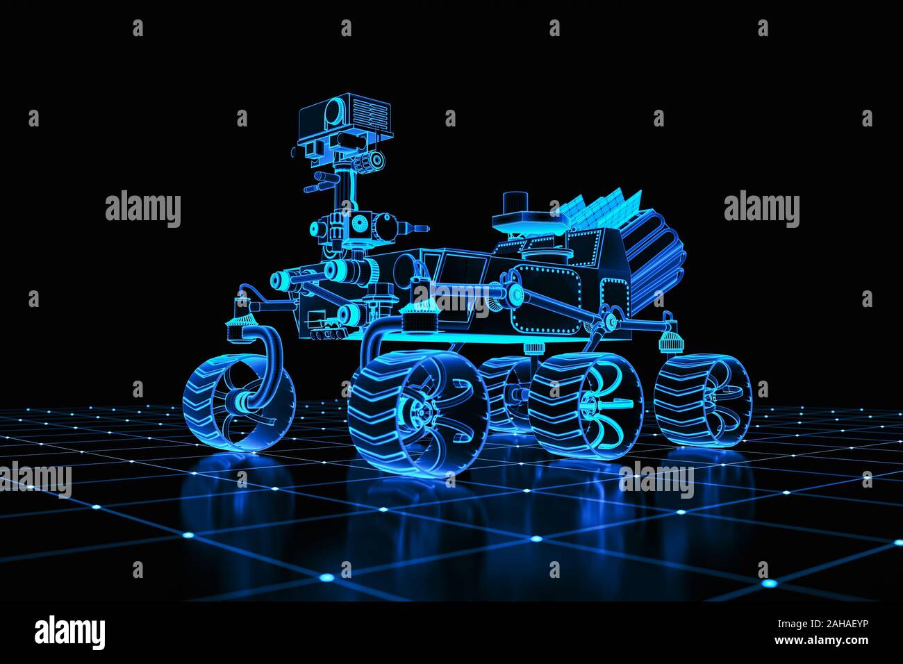 Virtual Mars Rover a virtual mars rover on a grid (3d rendering Stock Photo - Alamy