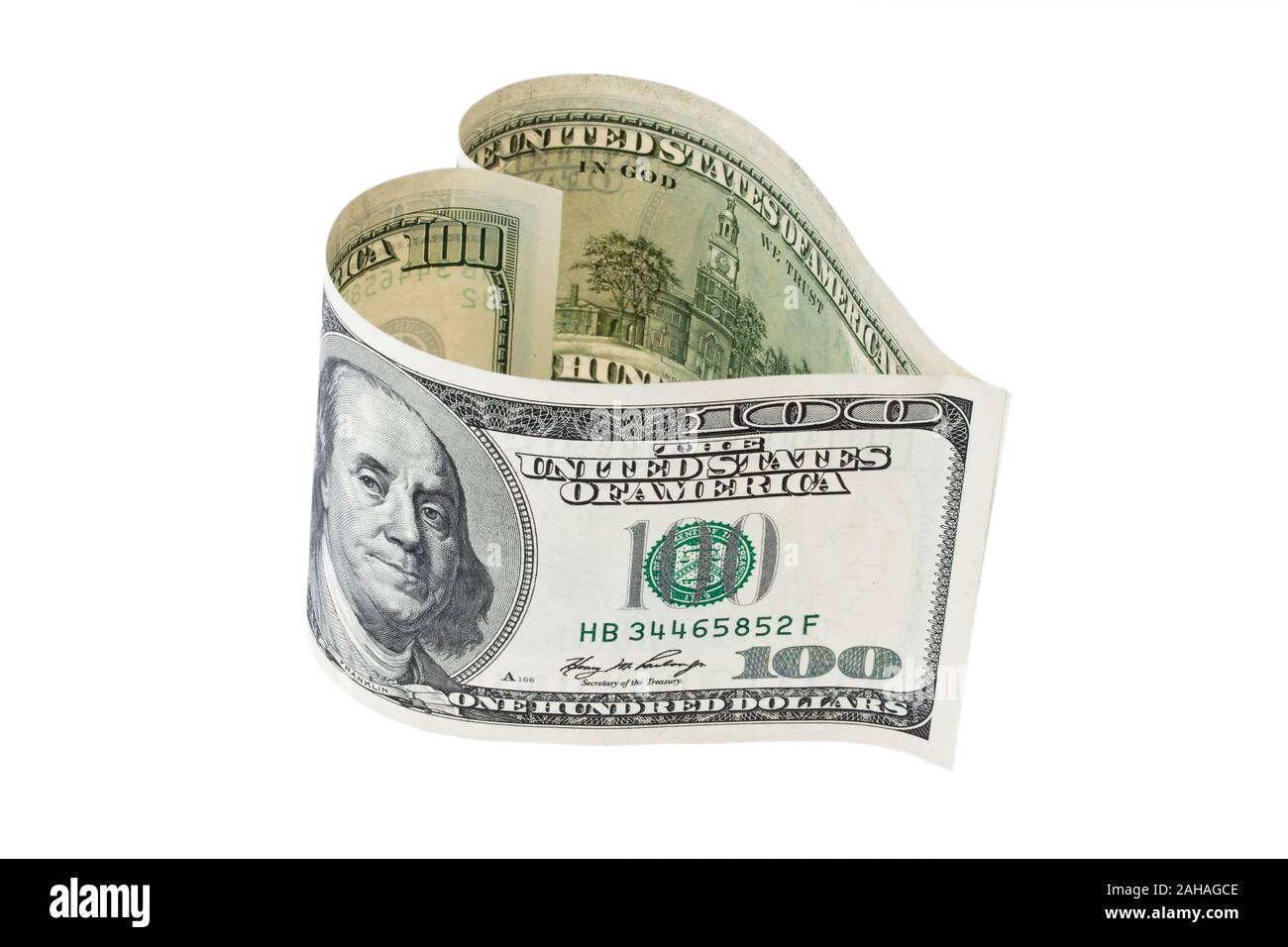 US-Dollars in Herzform Stock Photo