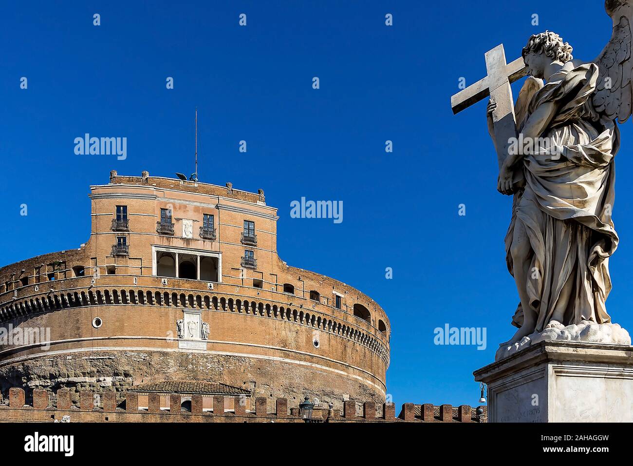 Die Engelsburg in Rom, Italien, Mausoleum, Kastellburg, Kaiser Hadrian, Stock Photo