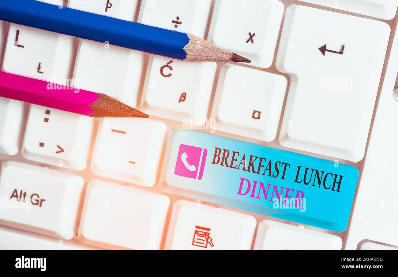 Word writing text Breakfast Lunch Dinner. Business photo showcasing ...