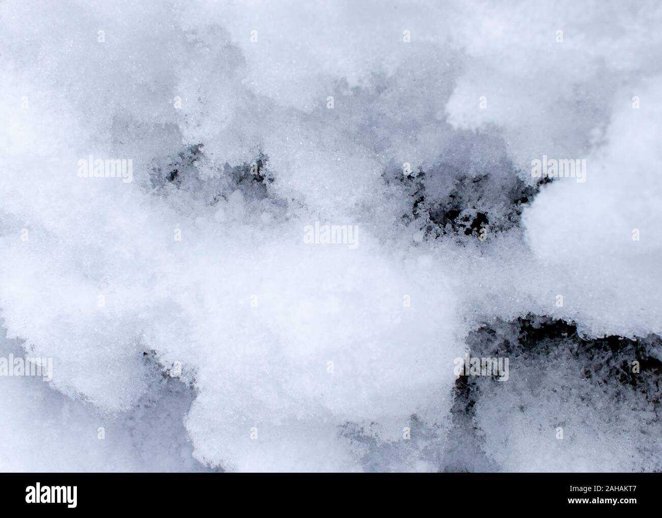 Clumps Of Snow On The Side Of A Rock Are Viewed Up Close Showing Some Of Their Texture And Detail Stock Photo Alamy