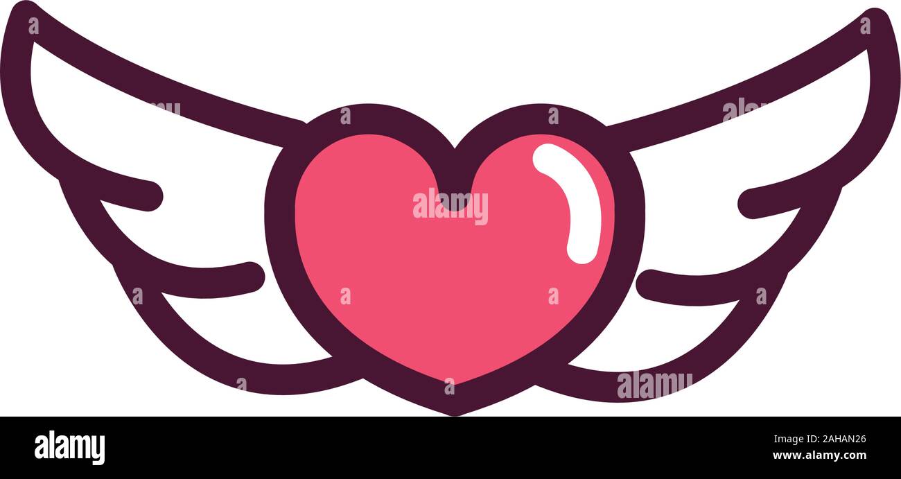 Happy Valentines Day Wings Hearts Love Romantic Feeling Icon Vector Illustration Stock Vector Image Art Alamy
