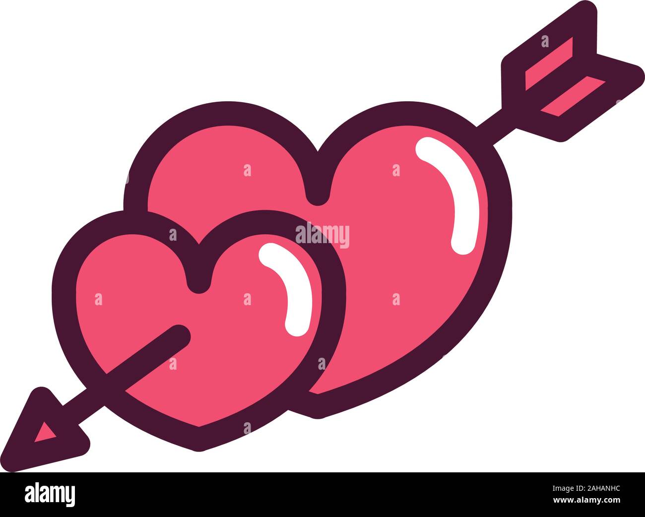 happy valentines day hearts pierced arrow love romantic feeling icon ...