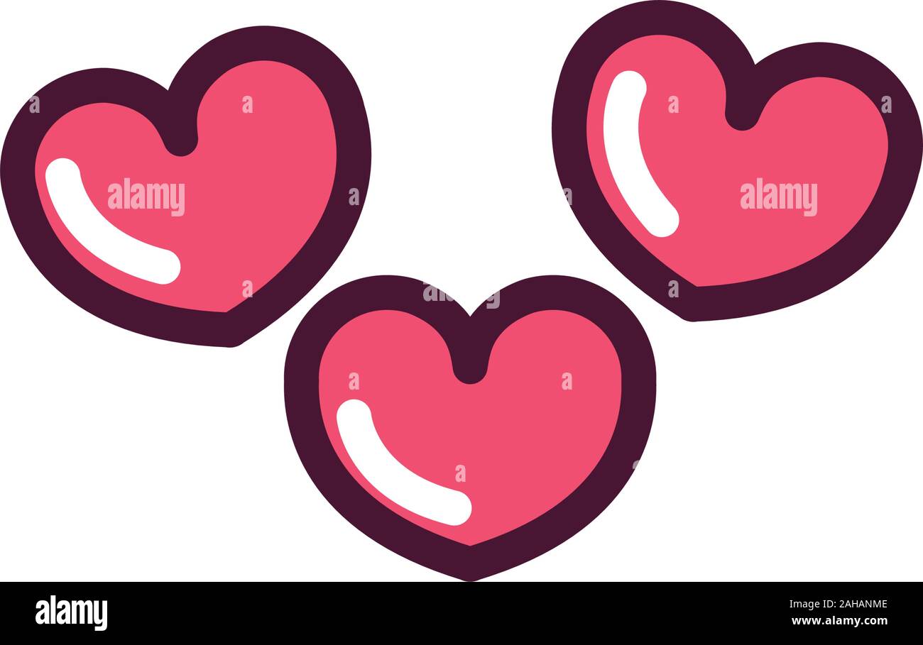 happy valentines day hearts love romantic feeling icon vector ...