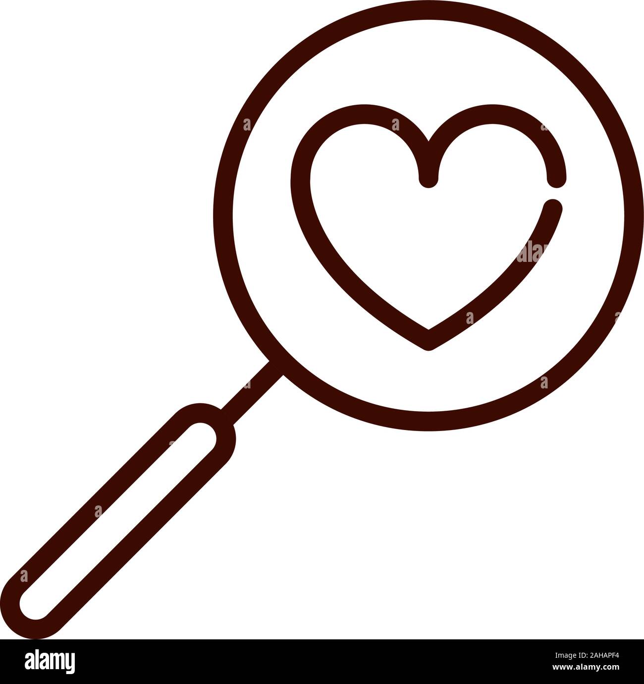 magnifier love heart romantic passion feeling related icon vector ...