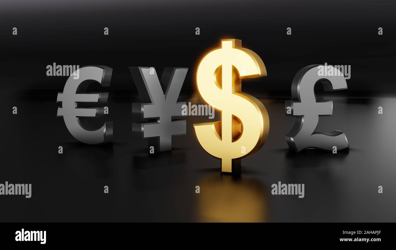 3d Gold Dollar Sign Isolated On Set Of Currency Symbols Background Standout From Other Currency Stock Photo Alamy