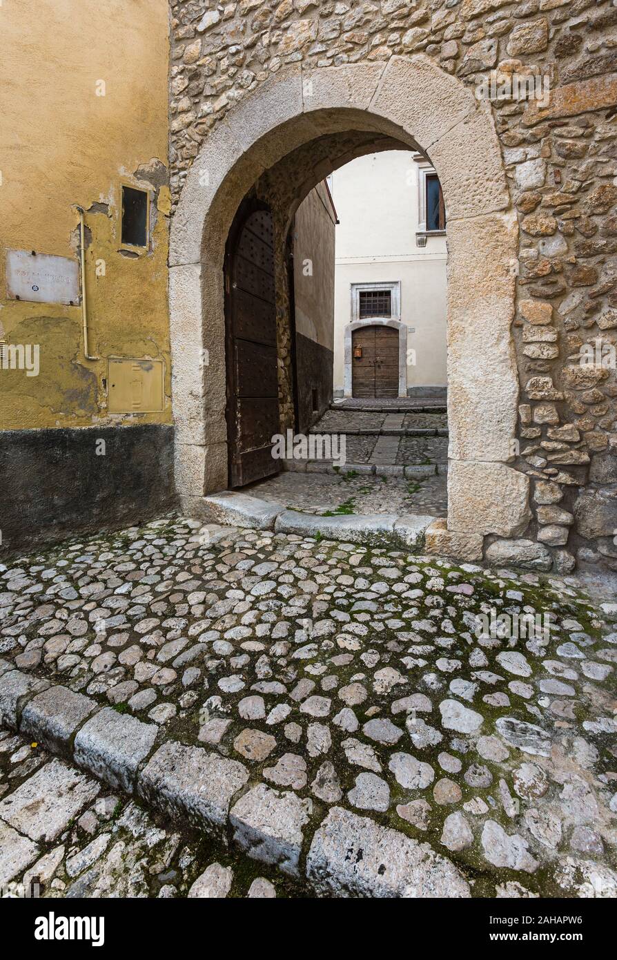 Molina door, medieval wall, Sulmona. Abruzzo, Italy, Europe Stock Photo