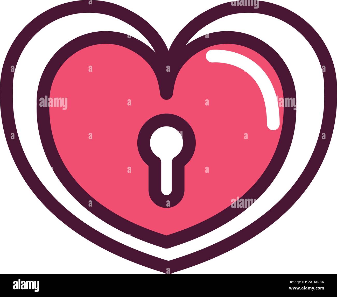 happy valentines day heart keyhole love romantic feeling icon vector ...