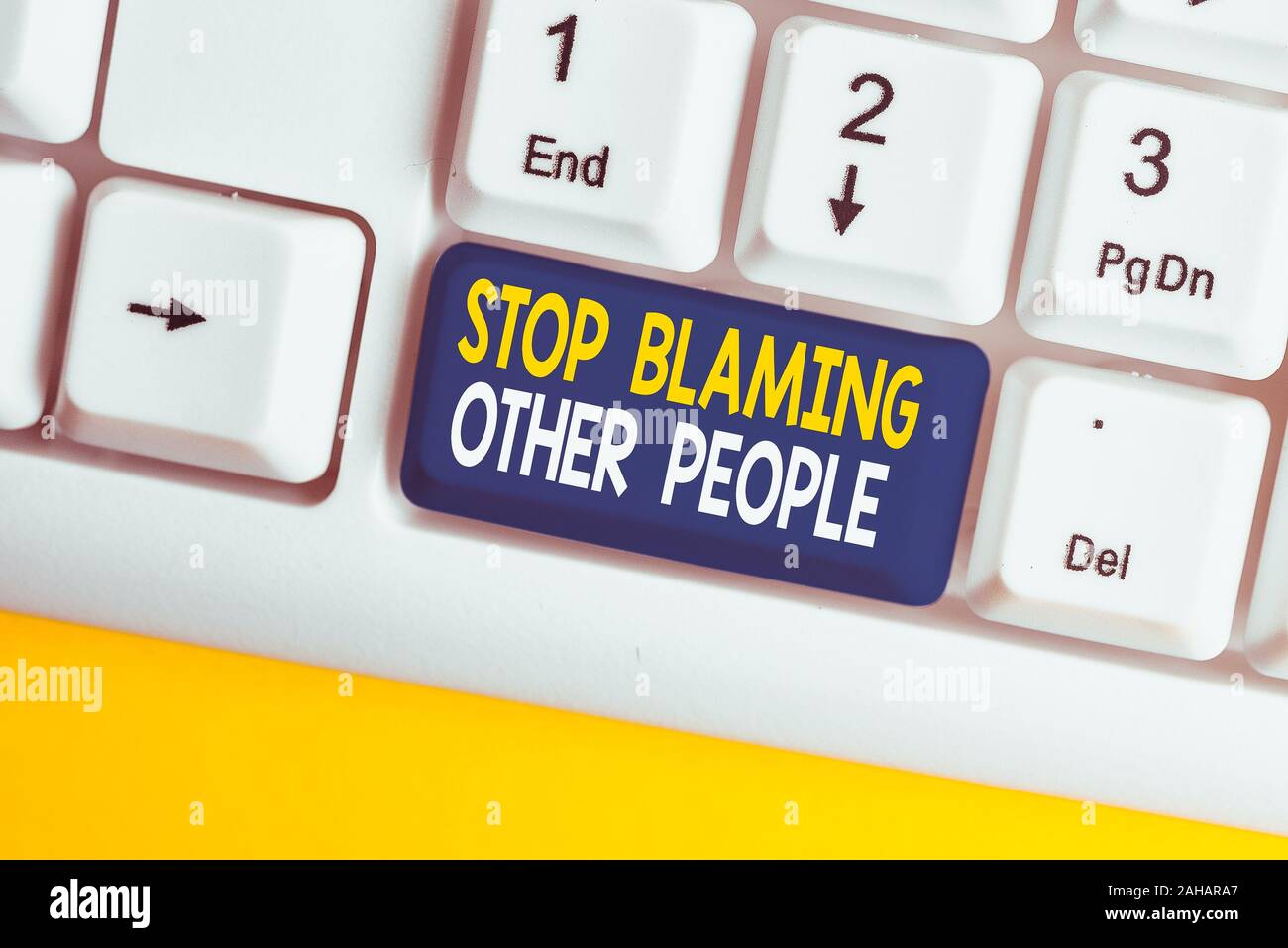 Conceptual hand writing showing Stop Blaming Other People. Concept ...