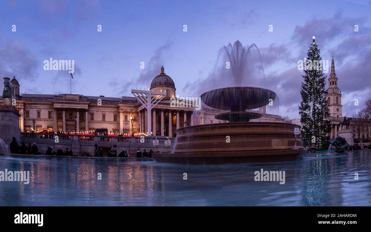 Late Afternoon Just Before Christmas In Trafalgar Square With The 