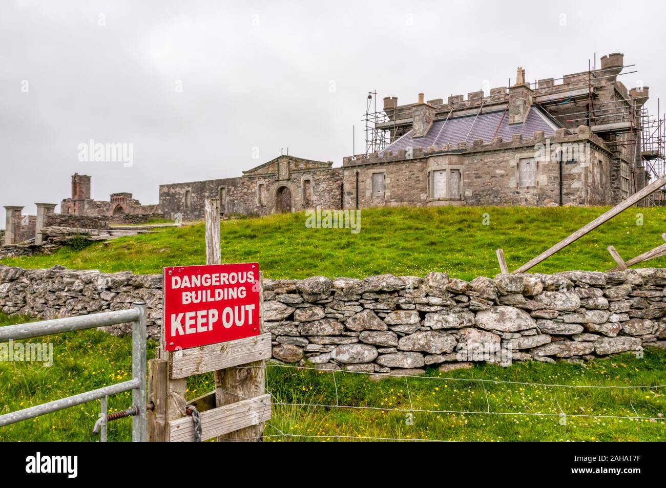 The semi-derelict Brough Lodge on the island of Fetlar, Shetland. Built in 1820 it is now being restored by the Brough Lodge Trust. Stock Photo
