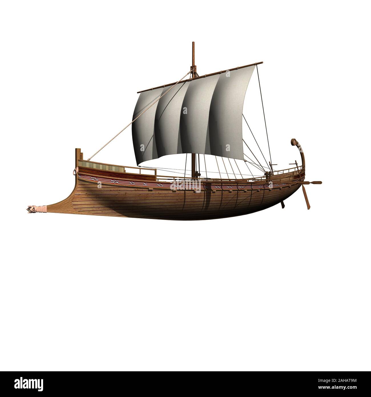Ancient Greek ship isolated over white Stock Photo