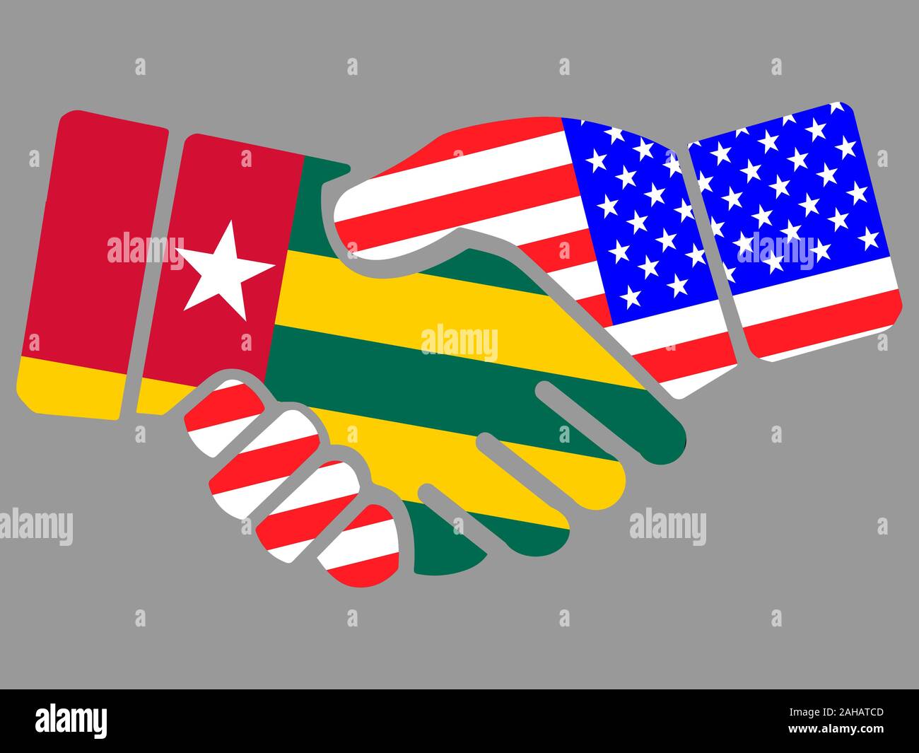Togo and USA flags Handshake vector Stock Vector