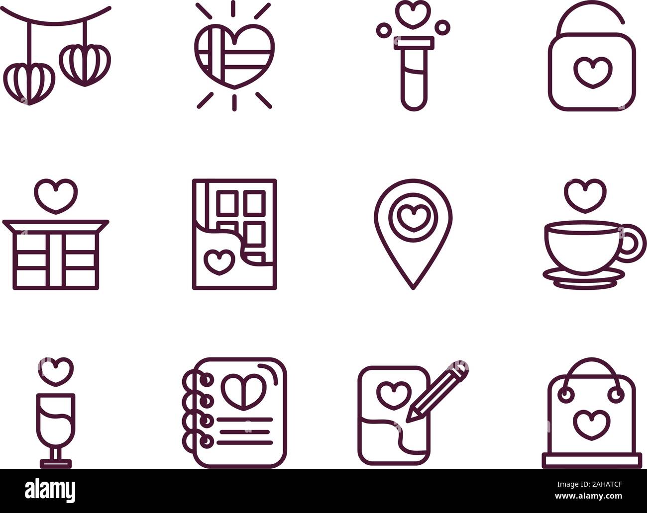 happy valentines day love romantic feeling icons collection vector ...