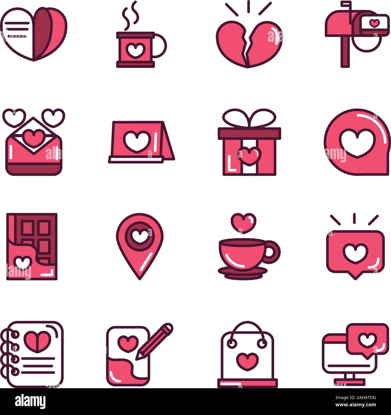 happy valentines day love romantic feeling icons collection vector ...