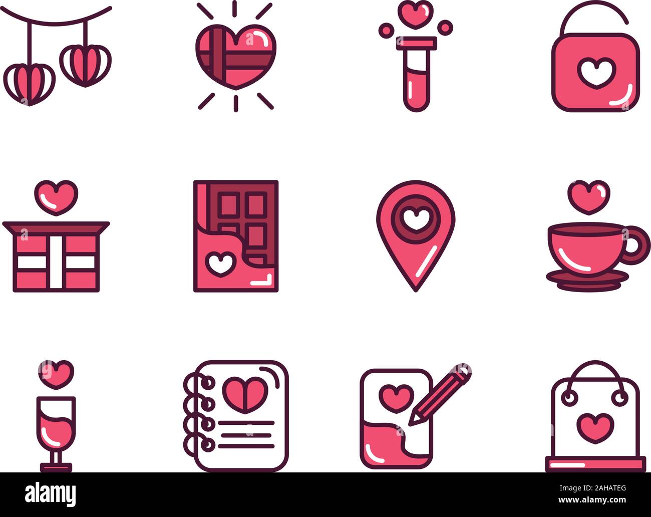 happy valentines day love romantic feeling icons collection vector ...