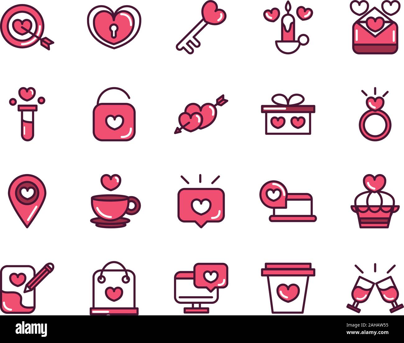 happy valentines day love romantic feeling icons collection vector ...