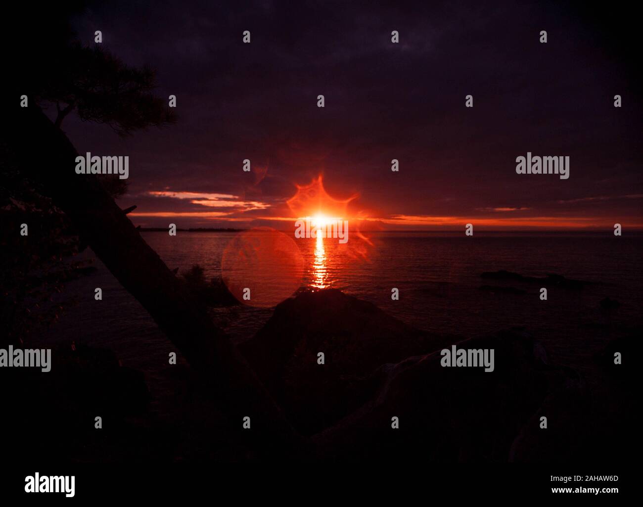 Sunset over Lake Superior, northern Michigan, USA Stock Photo