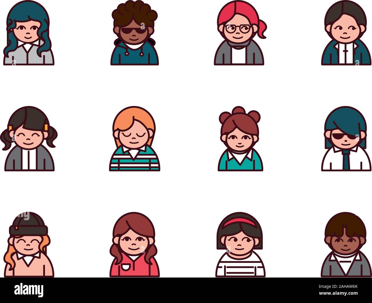 people cartoon characters avatar men and women set vector illustration ...