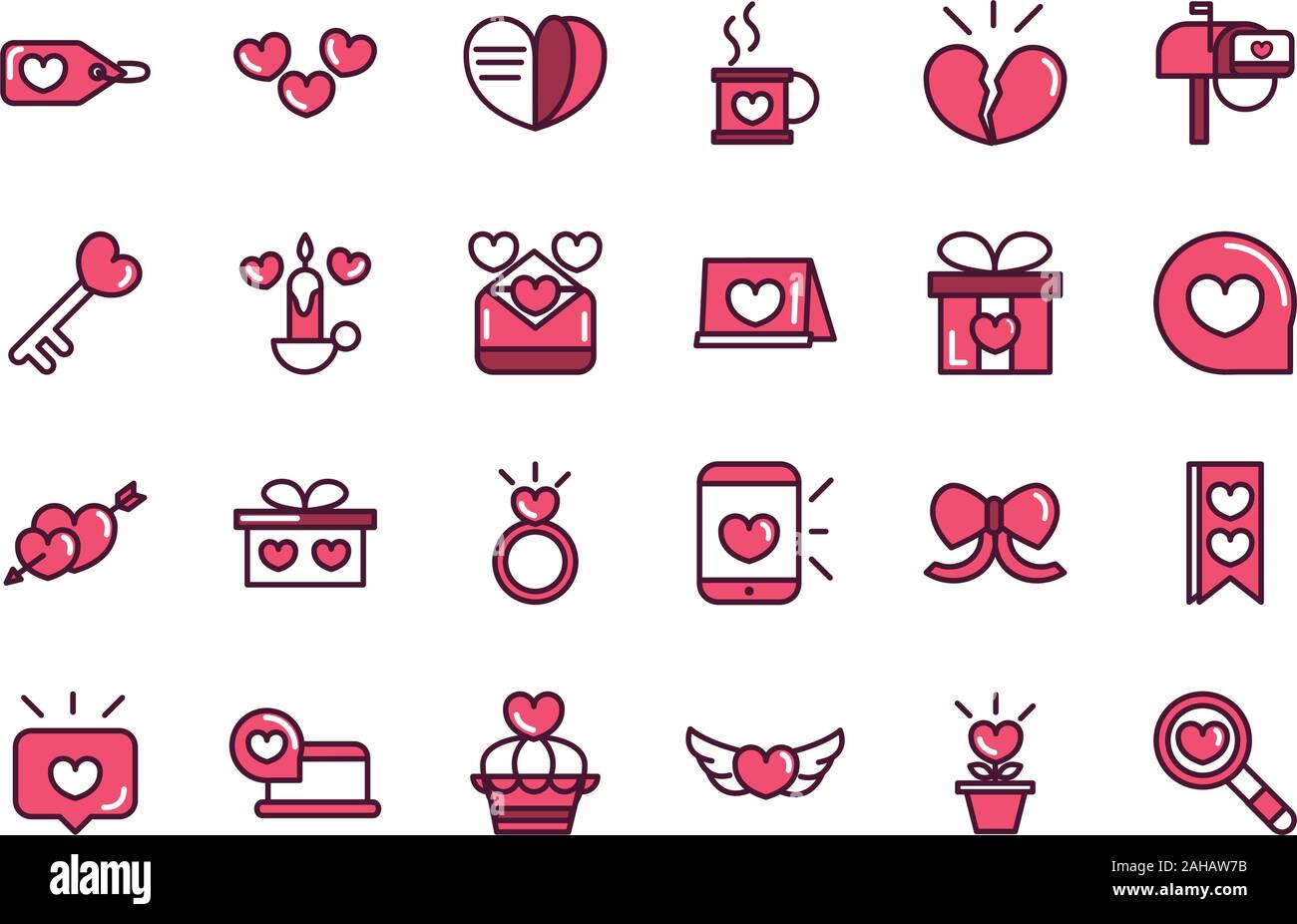 happy valentines day love romantic feeling icons collection vector ...