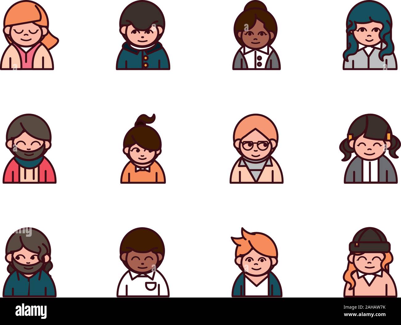 people cartoon characters avatar men and women set vector illustration ...