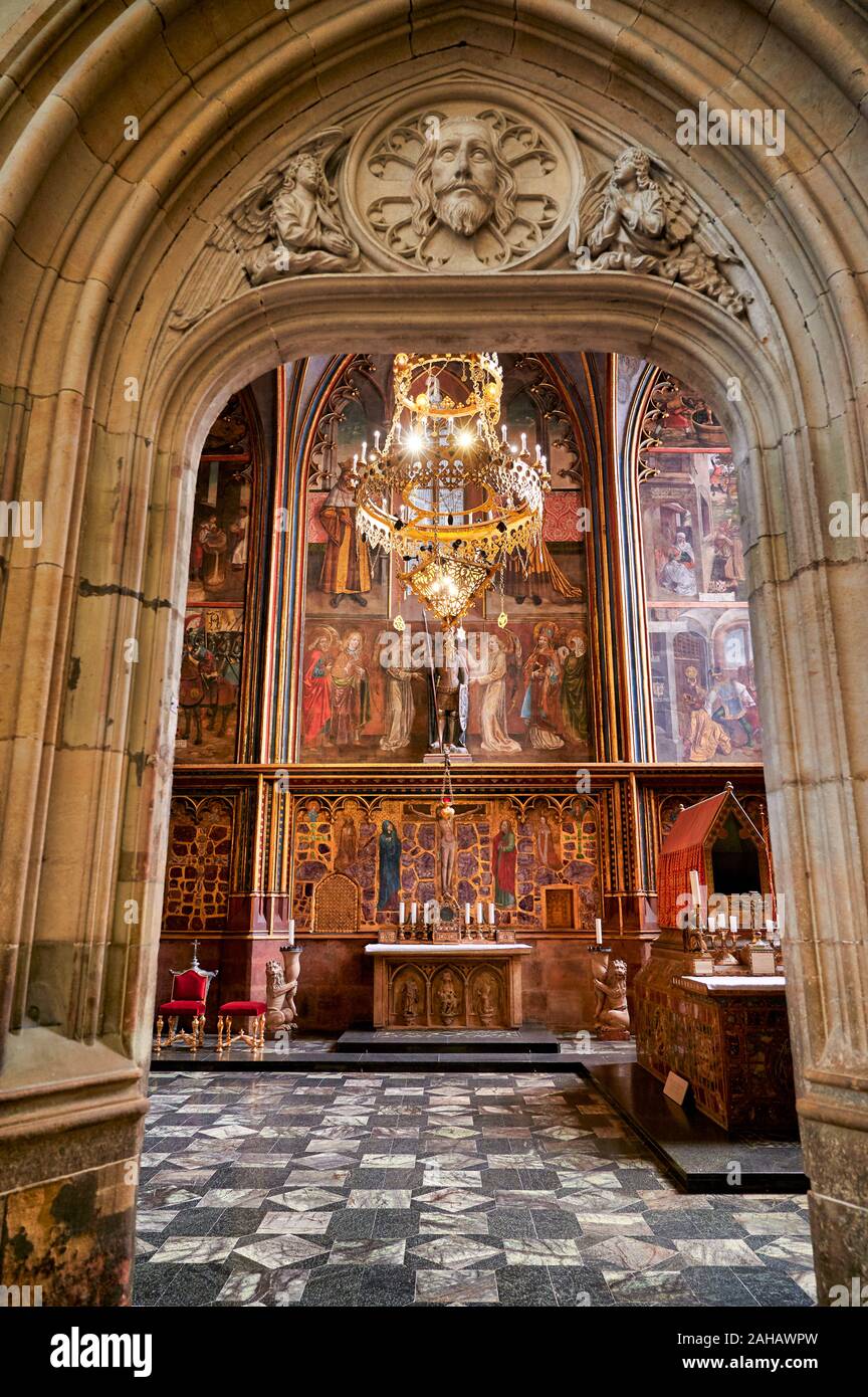 Prague Czech Republic. St. Wenceslas chapel in St. Vitus Cathedral