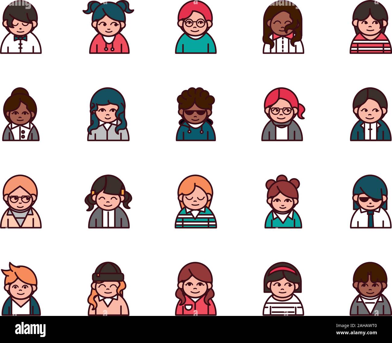 people cartoon characters avatar men and women set vector illustration ...