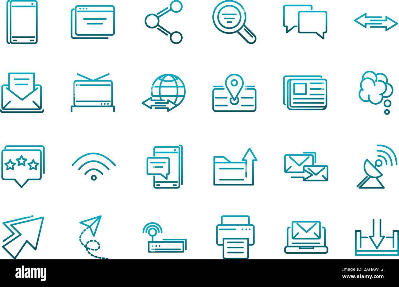 communications talk information broadcast icons set gradient line vector illustration Stock Vector