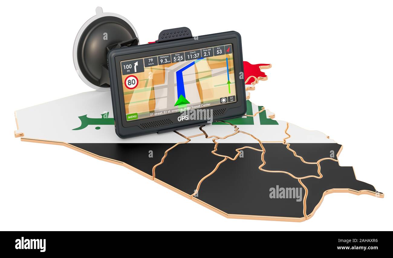 GPS navigation in Iraq, 3D rendering isolated on white background Stock Photo
