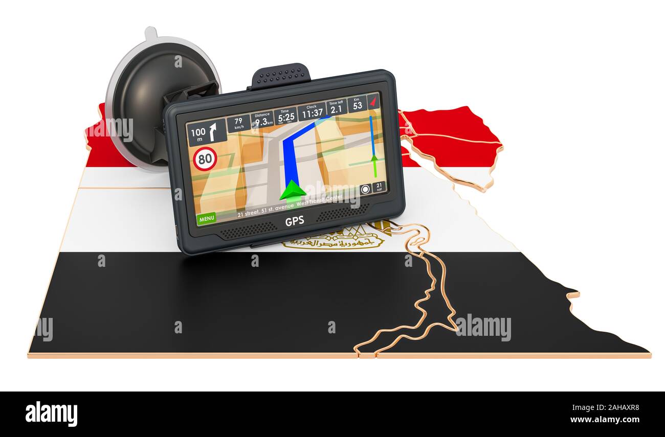 GPS navigation in Egypt, 3D rendering isolated on white background