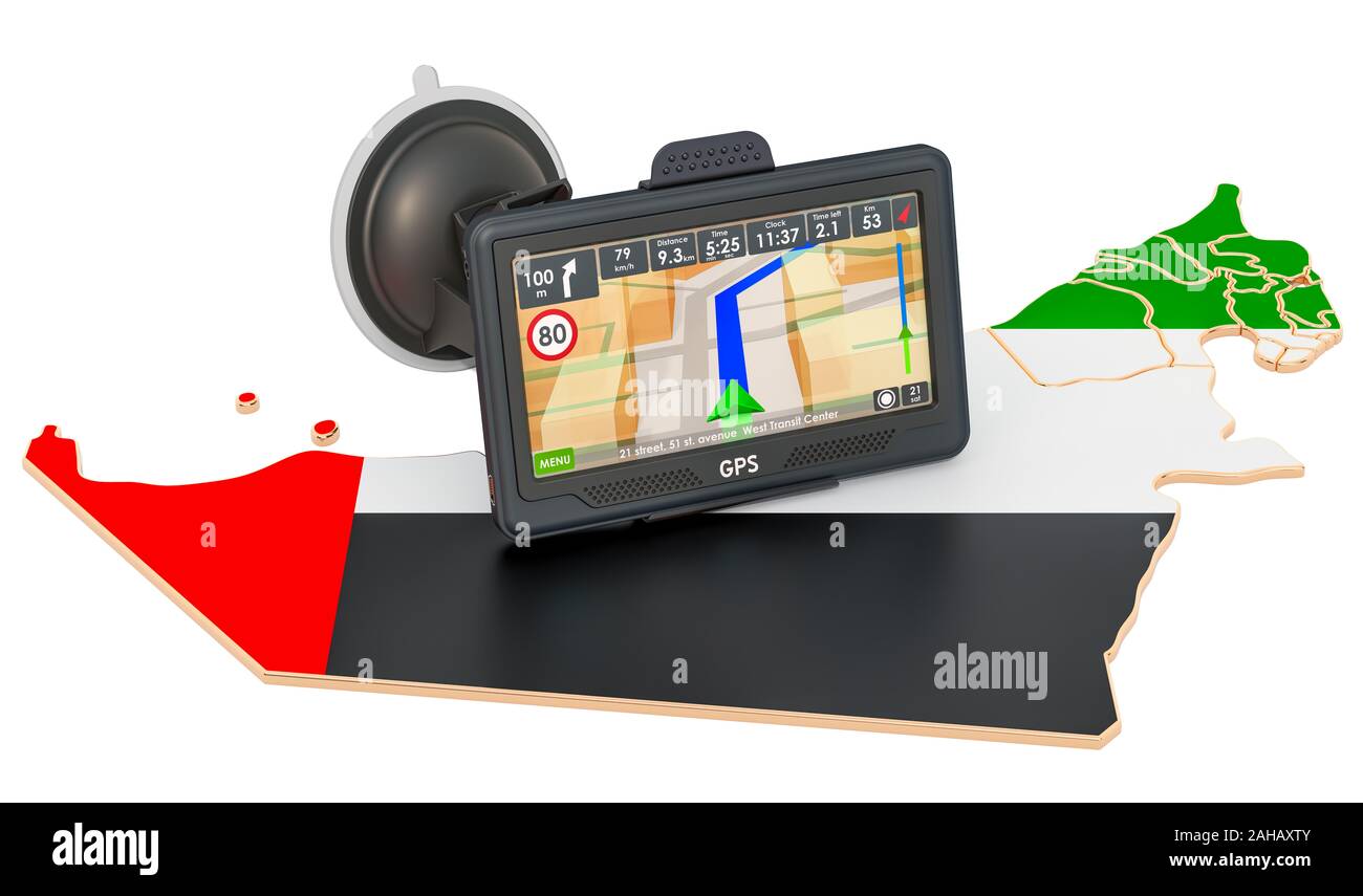 GPS navigation in the UAE, 3D rendering isolated on white background