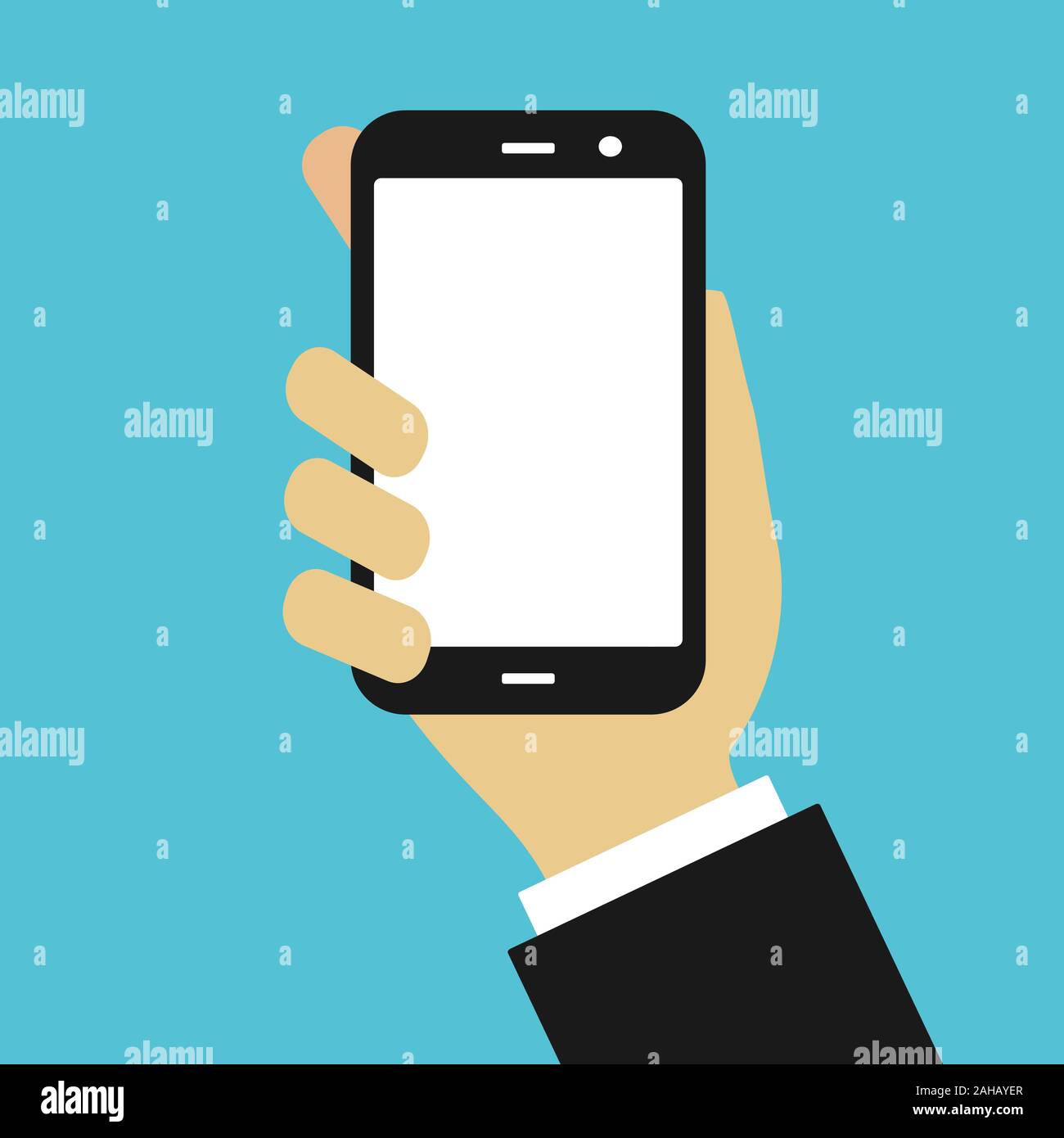 Smartphone in hand flat vector icon, mobile phone concept colorful ...