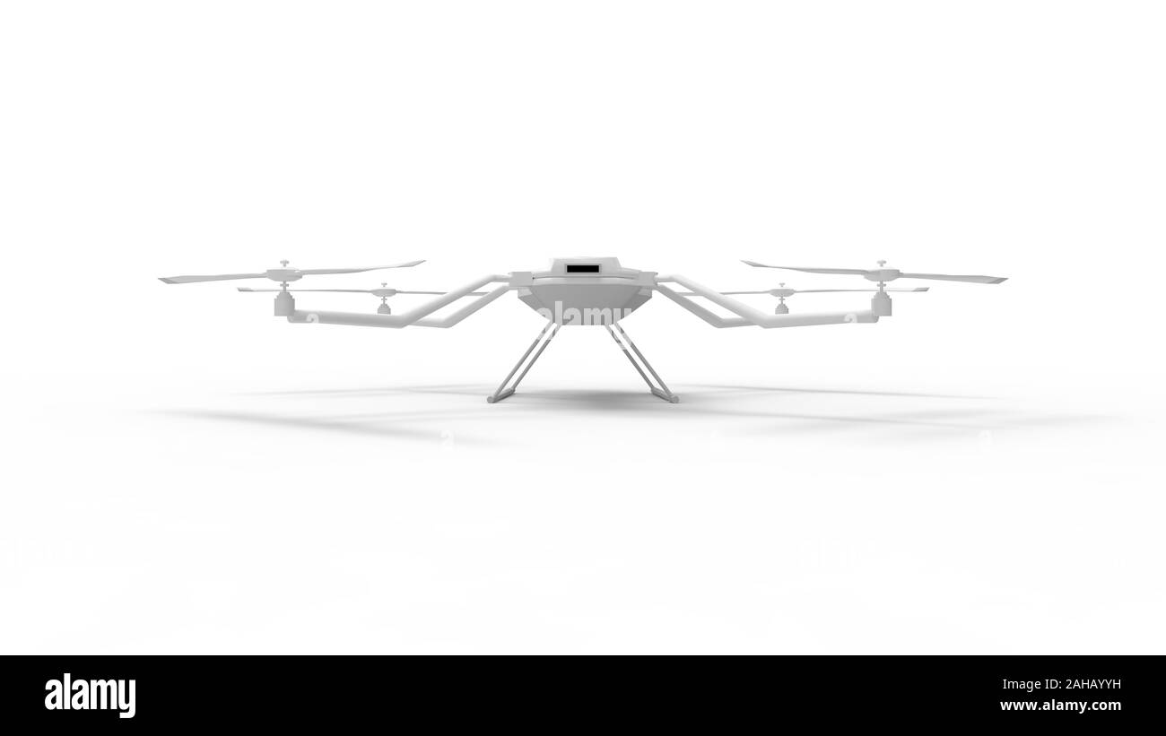 3d rendering of a drone isolated in white background Stock Photo - Alamy