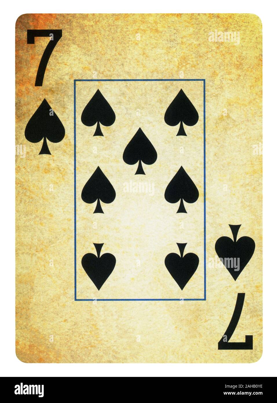 Seven of Spades Vintage playing card - isolated on white (clipping