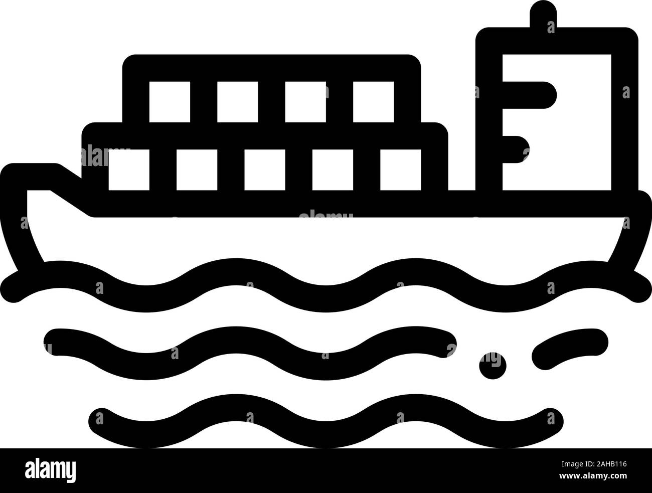 Cargo Ship At Sea Icon Vector Outline Illustration Stock Vector Image ...